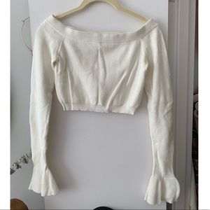 Crop Top Sweater with Bell Sleeves
